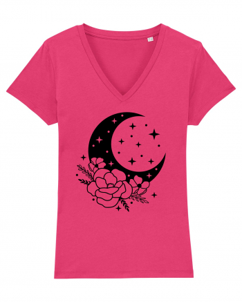 Mystic Moon Flowers bw Raspberry