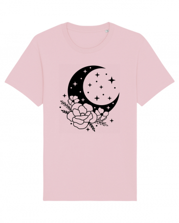 Mystic Moon Flowers bw Cotton Pink