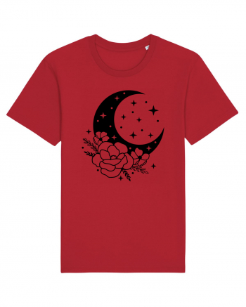 Mystic Moon Flowers bw Red