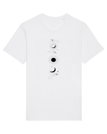 Woman Hand Moon Sun White