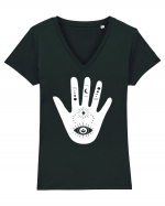 Esoteric Hand with Eye white Tricou mânecă scurtă guler V Damă Evoker