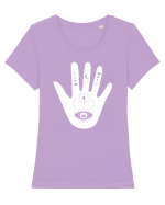 Esoteric Hand with Eye white Tricou mânecă scurtă guler larg fitted Damă Expresser