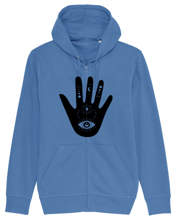 Esoteric Hand with Eye Black Bright Blue