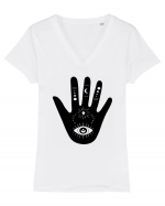 Esoteric Hand with Eye Black Tricou mânecă scurtă guler V Damă Evoker