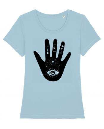 Esoteric Hand with Eye Black Sky Blue