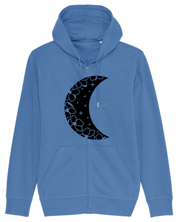 Moon With Flowers black Bright Blue