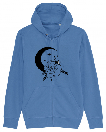 Celestial Moon Flower Black Bright Blue