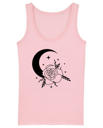 Celestial Moon Flower Black Cotton Pink