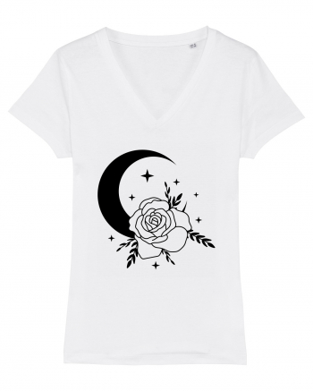 Celestial Moon Flower Black White