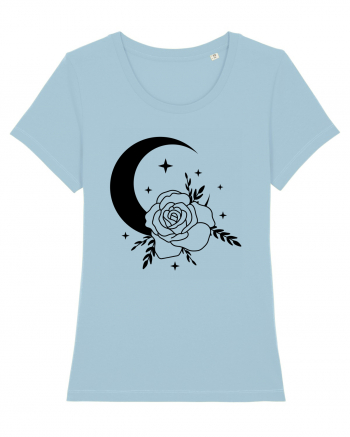 Celestial Moon Flower Black Sky Blue