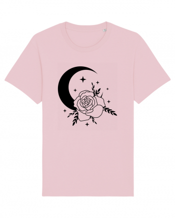 Celestial Moon Flower Black Cotton Pink