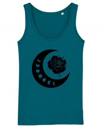 Celestial Moon Phases Flowers Black Ocean Depth