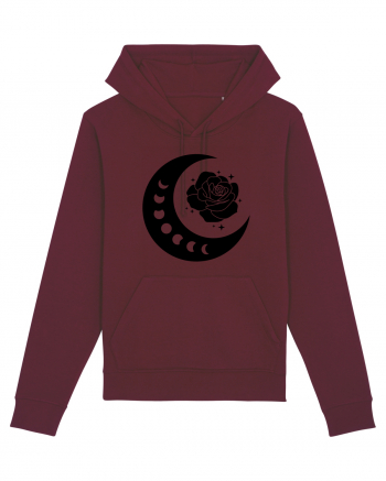 Celestial Moon Phases Flowers Black Burgundy