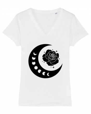 Celestial Moon Phases Flowers Black White