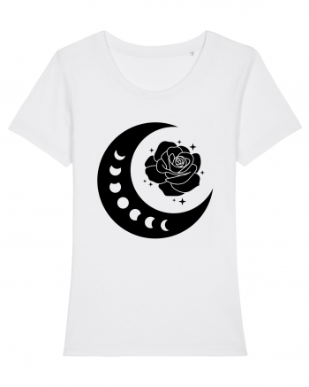 Celestial Moon Phases Flowers Black White