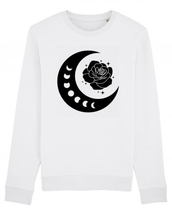 Celestial Moon Phases Flowers Black White