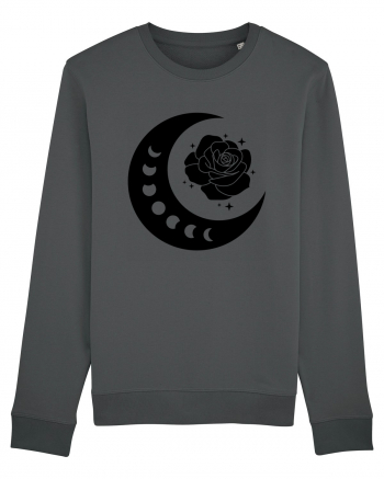 Celestial Moon Phases Flowers Black Anthracite