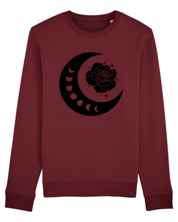 Celestial Moon Phases Flowers Black Burgundy