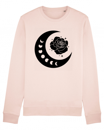 Celestial Moon Phases Flowers Black Candy Pink