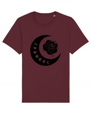 Celestial Moon Phases Flowers Black Burgundy