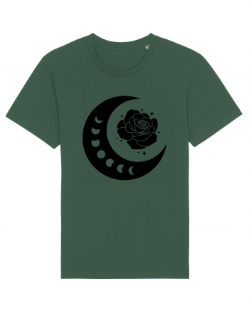 Celestial Moon Phases Flowers Black Bottle Green