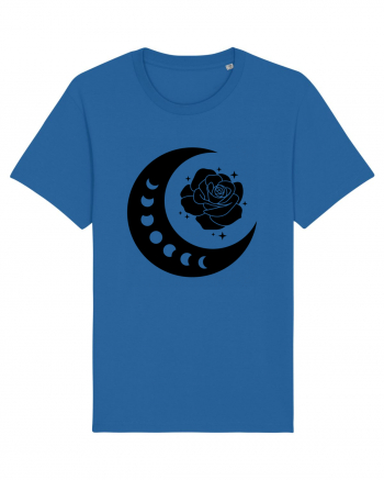 Celestial Moon Phases Flowers Black Royal Blue