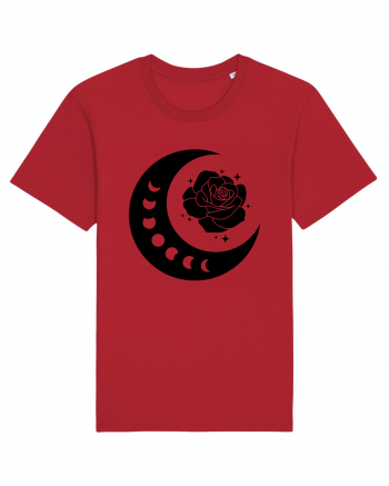 Celestial Moon Phases Flowers Black Red