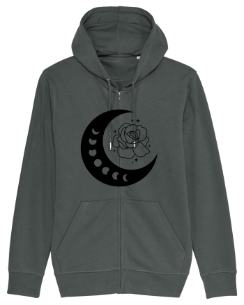 Celestial Moon Phases Flowers bw Anthracite