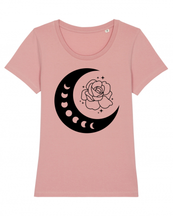 Celestial Moon Phases Flowers bw Canyon Pink