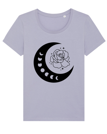Celestial Moon Phases Flowers bw Lavender