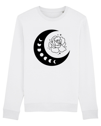 Celestial Moon Phases Flowers bw White