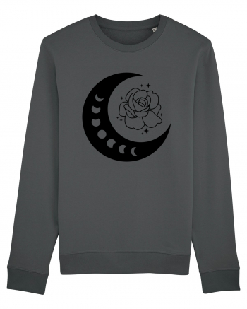 Celestial Moon Phases Flowers bw Anthracite