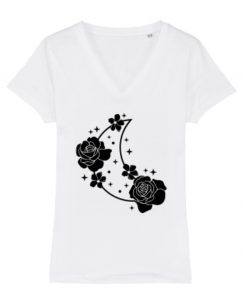 Celestial Moon Flowers Black White