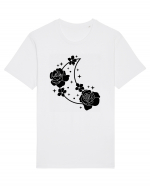 Celestial Moon Flowers Black Tricou mânecă scurtă Unisex Rocker