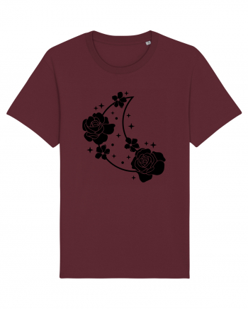 Celestial Moon Flowers Black Burgundy