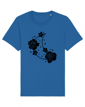 Celestial Moon Flowers Black Royal Blue