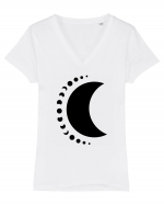 Fazele Lunii Moon Phases Black Tricou mânecă scurtă guler V Damă Evoker