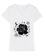 Celestial Flower black Tricou mânecă scurtă guler V Damă Evoker