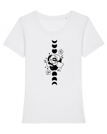 Moon Flower Moon Phases black White