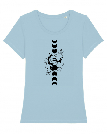 Moon Flower Moon Phases black Sky Blue