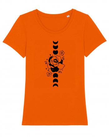 Moon Flower Moon Phases black Bright Orange