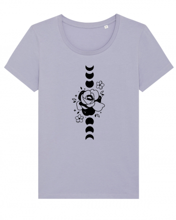 Moon Flower Moon Phases black Lavender