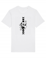 Moon Flower Moon Phases black Tricou mânecă scurtă Unisex Rocker