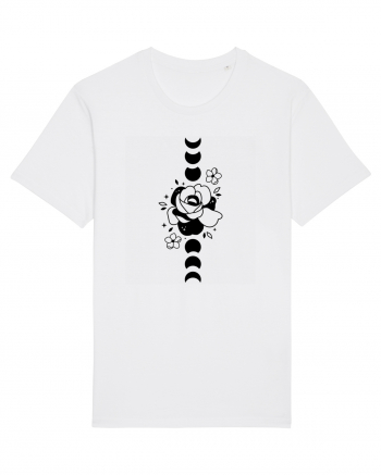 Moon Flower Moon Phases black White