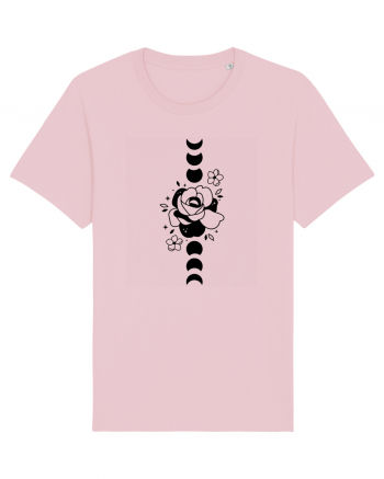 Moon Flower Moon Phases black Cotton Pink