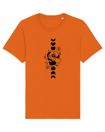 Moon Flower Moon Phases black Bright Orange