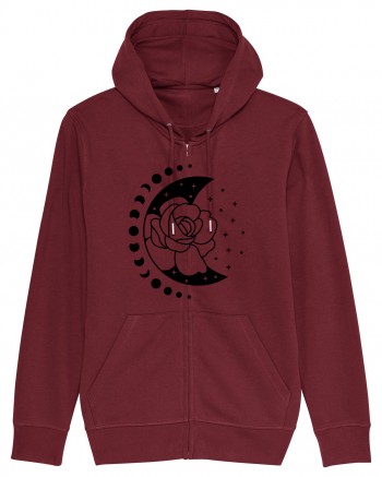 Moon Flower Moon Phases bw Burgundy