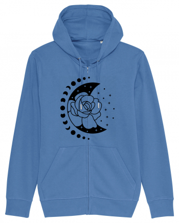 Moon Flower Moon Phases bw Bright Blue