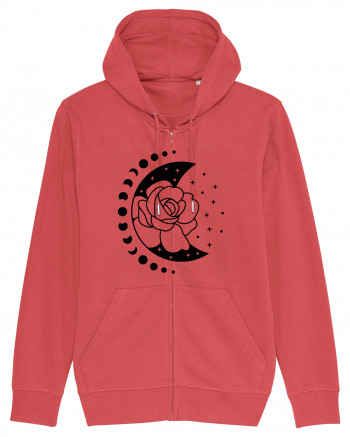 Moon Flower Moon Phases bw Carmine Red