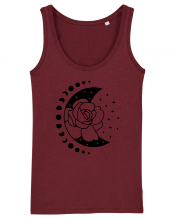 Moon Flower Moon Phases bw Burgundy